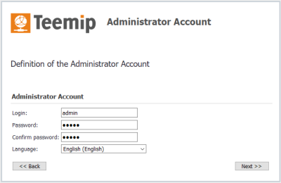 Step 5: Admin account